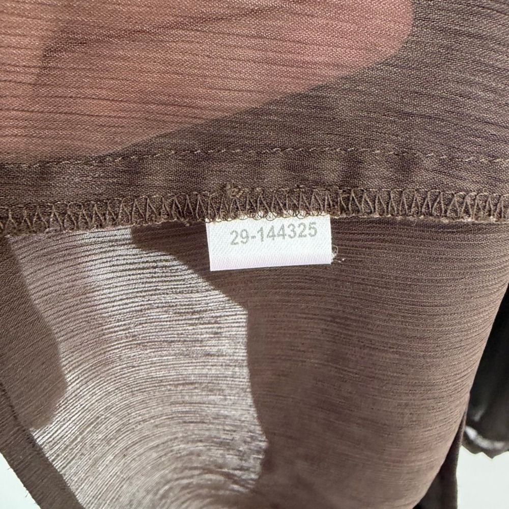 Y2K Babydoll Blouse Loft Sheer Long Sleeve Brown V-neck Fairycore Top Size 6 - Picture 8 of 8
